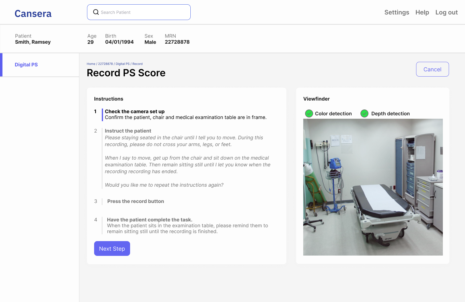 new recording page has a viewfinder, showing of what the live feed of what the camera sees