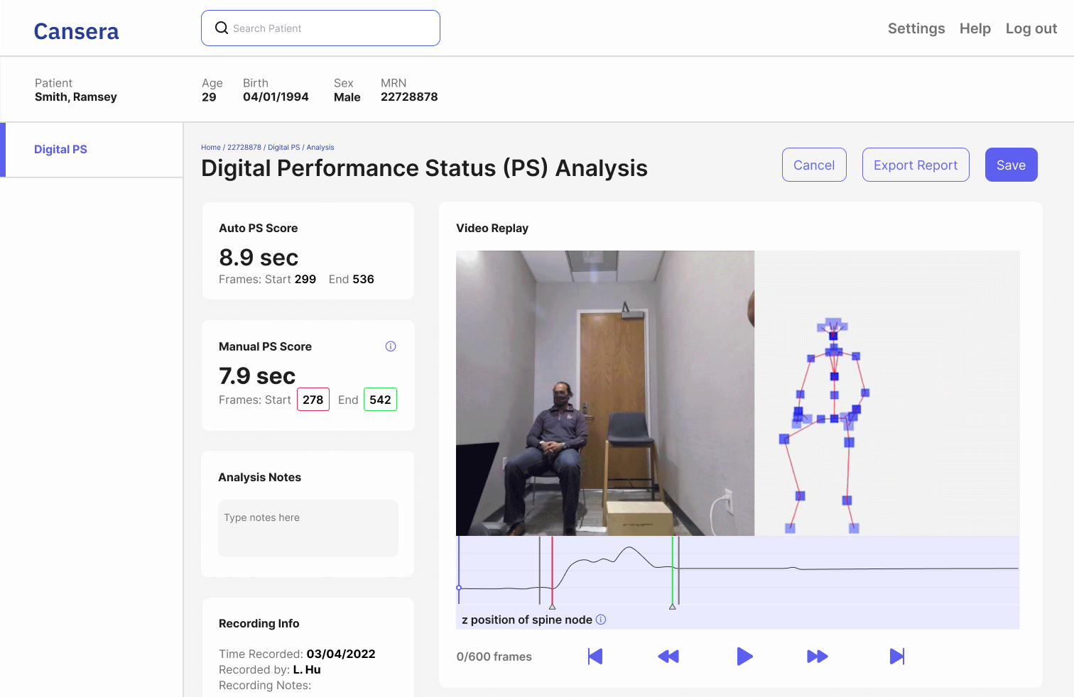 the new review page has the image feed of the human getting up and sitting down next to the digital skeleton to help new users understand the 3D video